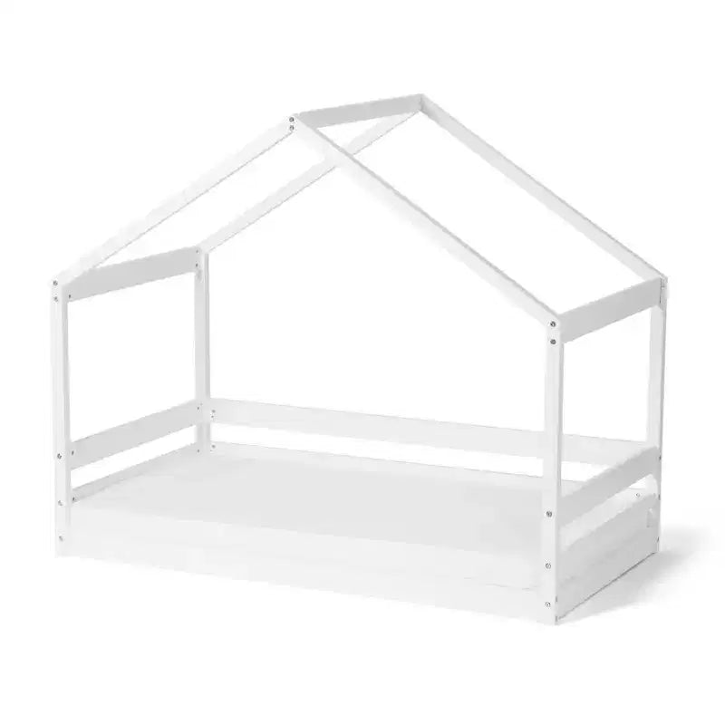 Παιδικό Κρεβάτι Trellis House, Ασφαλές Χαμηλό Κρεβάτι για Παιδιά με Κεφαλάρι σε σχήμα Σπιτιού