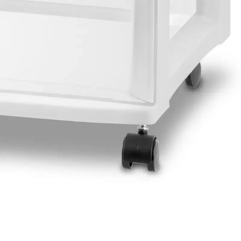 Wide 3-Drawer Plastic Rolling Storage Cart with White Frame, Bedroom & Office Organizer