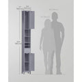 Tall Slim Freestanding Bathroom Storage Cabinet with Adjustable Shelves, Drawer & Open Compartments, Dove Gray