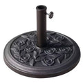 18 Round Resin Umbrella Base Stand, 20 lbs Market Parasol Holder with Decorative Rose Floral Pattern