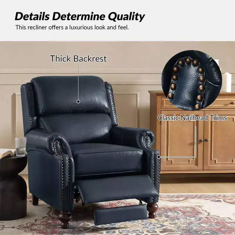 Σετ 2 Πολυθρόνων Elisabete Modern Wingback από Γνήσιο Δέρμα με Ανακλινόμενο Μηχανισμό και Διακοσμητικά Τρουκς για το Σαλόνι και την Κρεβατοκάμαρα| ART OF LIVING DESIGNS