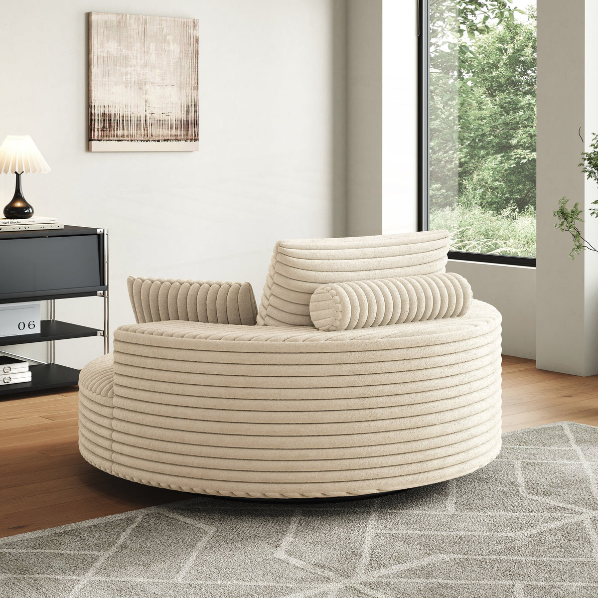 Corduroy Chenille Foam Single Swivel Chair
