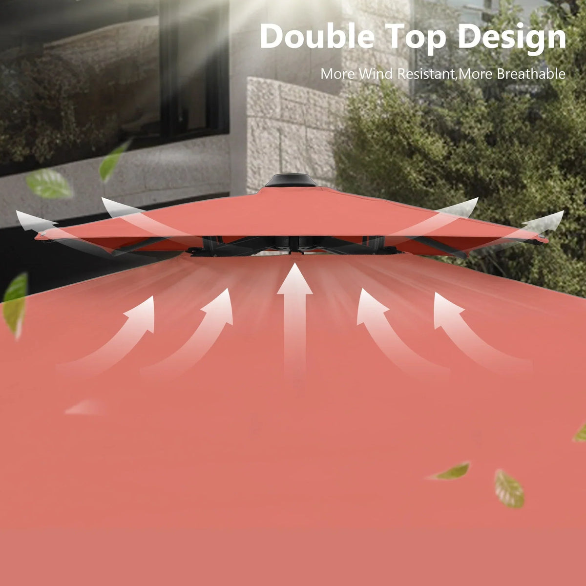 MAISON ARTS 12 FT Automatic Hydraulic Cantilever Umbrella Aluminum Pole 360 Degree Rotation