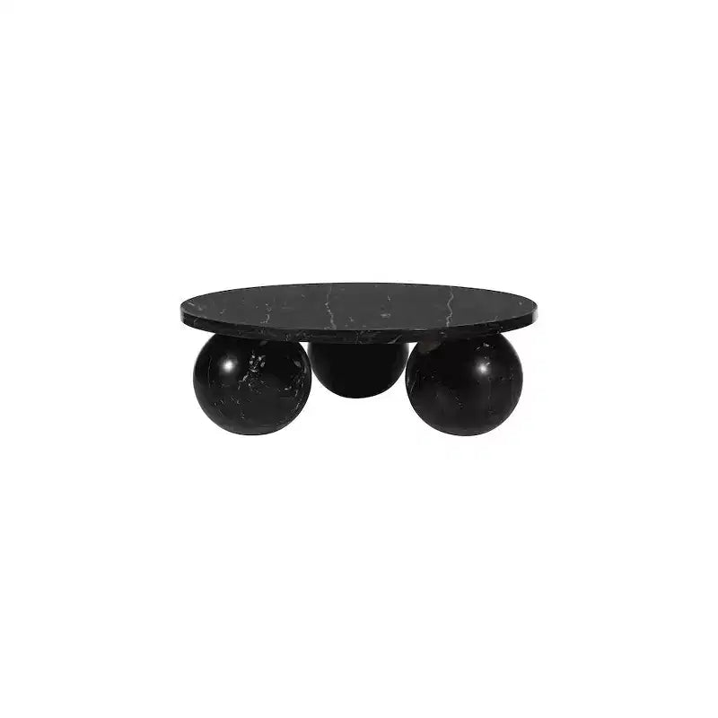 Round Marble Coffee Table with Sphere Legs, Multicolor, Seats 4â€?