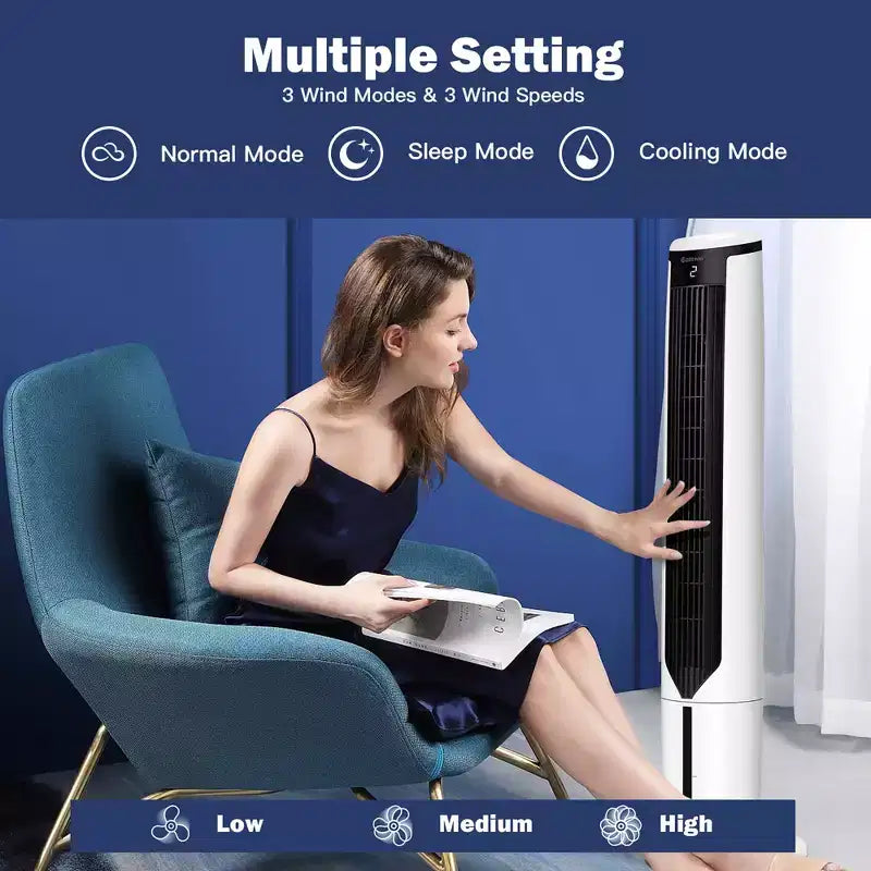 Costway 3-In-1 Evaporative Air Cooler 41'' Portable Tower Fan Humidifier