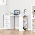 HOMCOM 47 Modern Home Office Computer Desk Bookcase Combo Writing Table Workstation with 3 Drawer and Storage Shelf - White