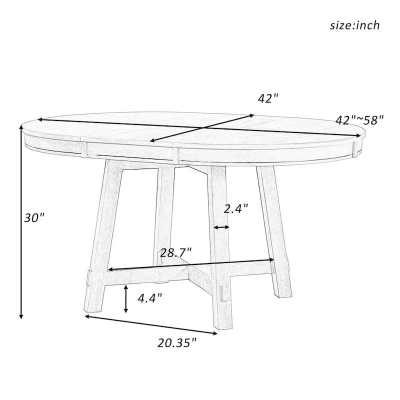 Farmhouse Round Extendable Dining Table with 16 Leaf Wood Kitchen Table
