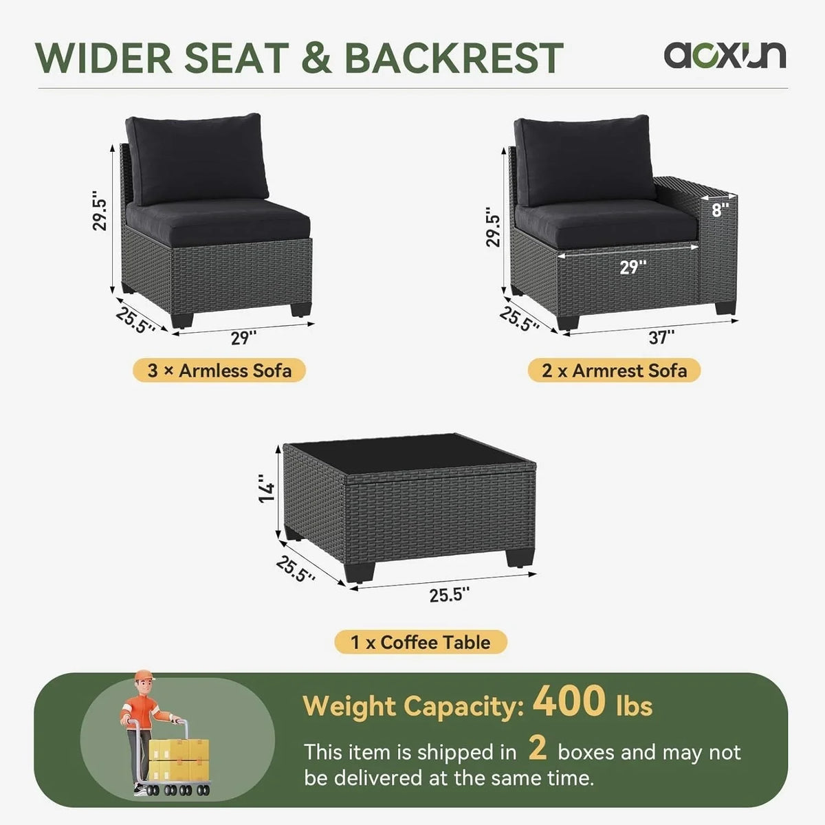 Outdoor Patio Furniture Sets with 4in Thicken Cushion