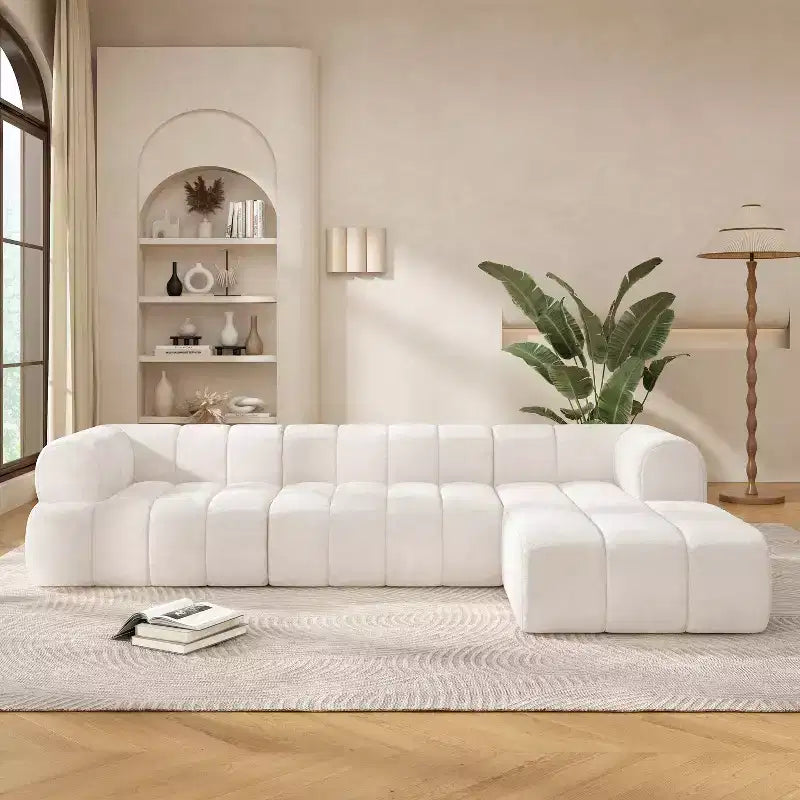 Μοντέρνος γωνιακός καναπές σε σχήμα L Christopher Knight Home Keri 122 με αφρό υψηλής πυκνότητας και χαμηλή πλάτη