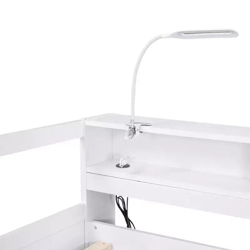 Ξύλινο ανάκλιντρο Whisen Twin XL με 2 πτυσσόμενα κρεβάτια, 3 θήκες αποθήκευσης, 1 δωρεάν φωτιστικό και θύρα φόρτισης USB