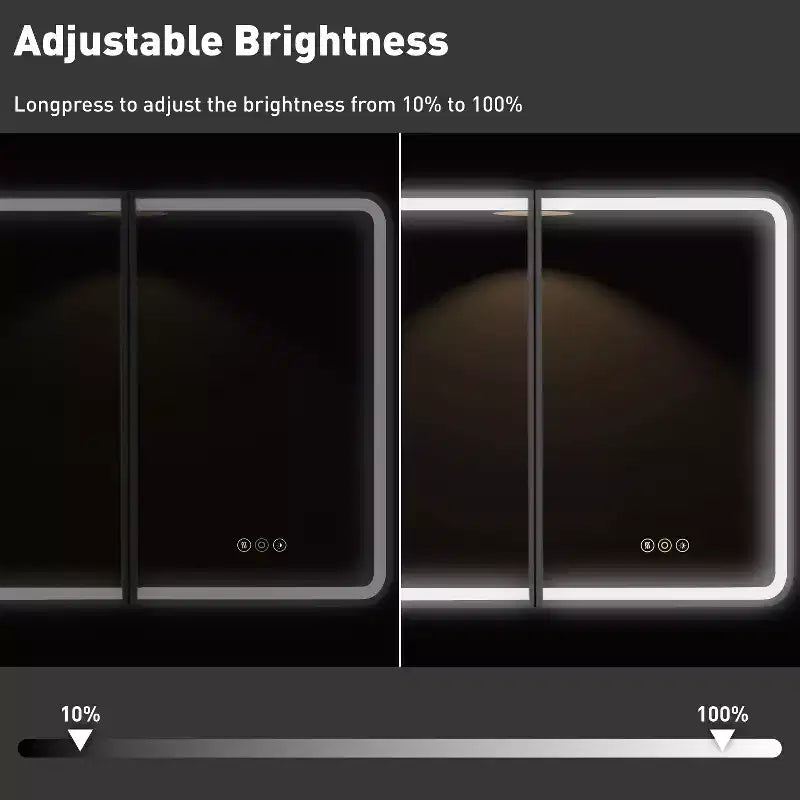 Ντουλάπι μπάνιου με καθρέφτη και φωτισμό LED, Μαύρο / Λευκό / Χρυσό, Μονή πόρτα, Δεξιά ή αριστερή φορά ανοίγματος, Χωνευτό ή επιτοίχιο