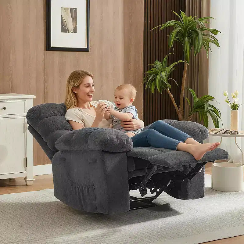 Χειροκίνητη πολυθρόνα relax, εργονομική πολυθρόνα από ύφασμα που αναπνέει με πλαϊνές τσέπες, μονοθέσιος καναπές, κατάλληλη για σαλόνι και υπνοδωμάτιο