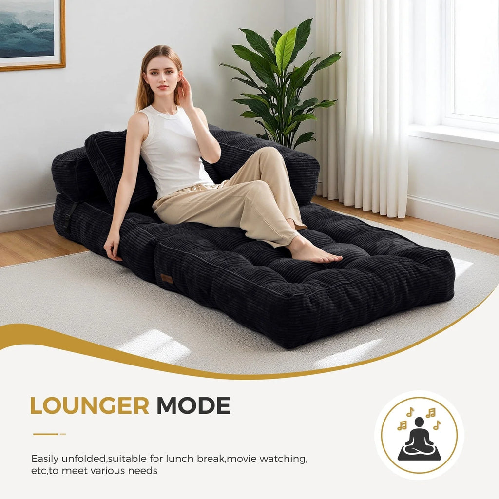 Foldable Sofa Bed,L-Shaped Floor Sofa Couch