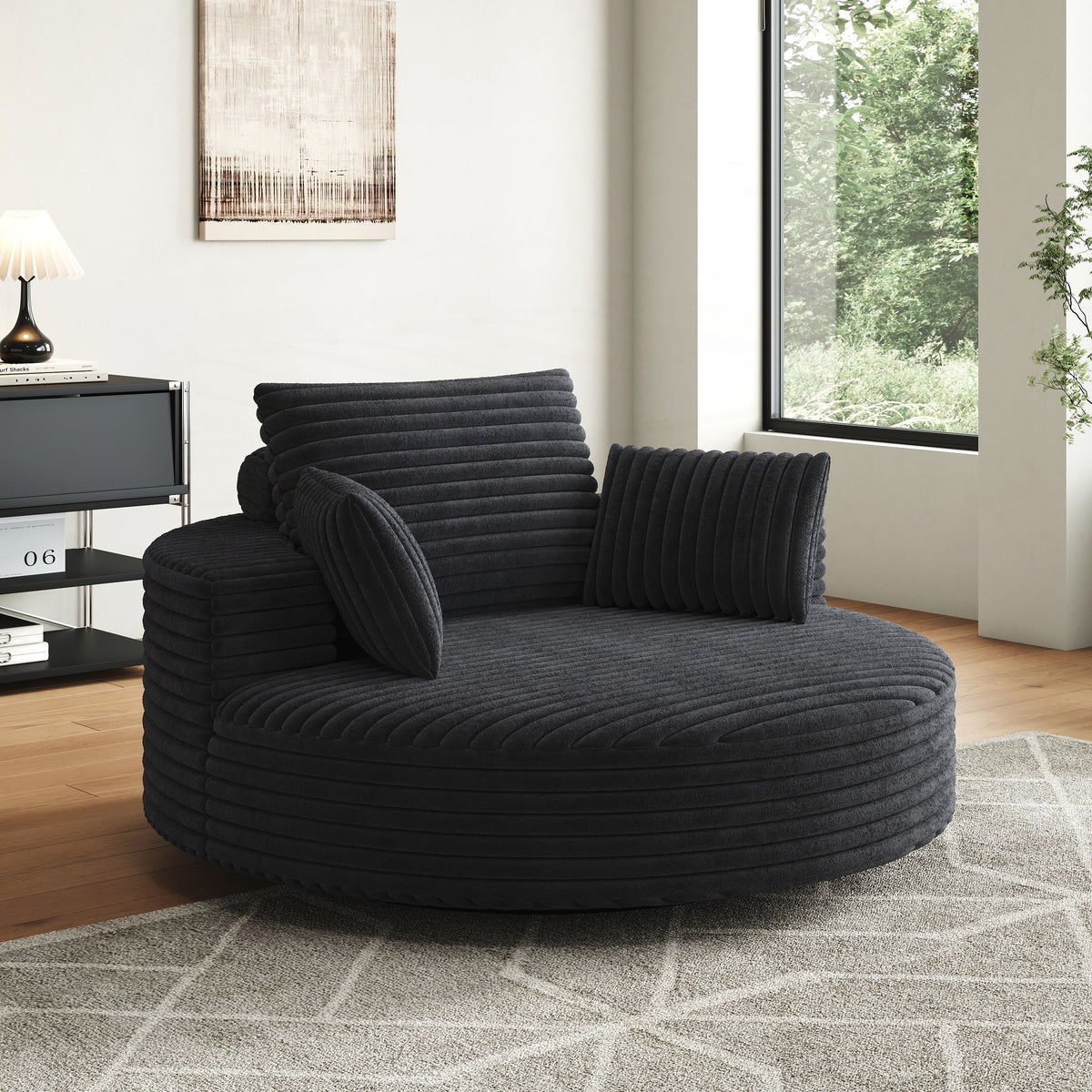 Corduroy Chenille Foam Single Swivel Chair