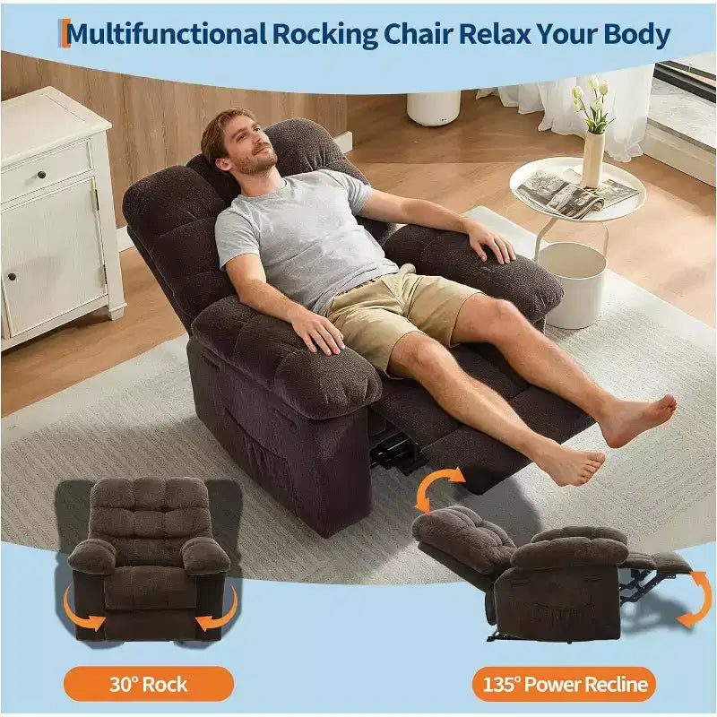 Χειροκίνητη πολυθρόνα relax, εργονομική πολυθρόνα από ύφασμα που αναπνέει με πλαϊνές τσέπες, μονοθέσιος καναπές, κατάλληλη για σαλόνι και υπνοδωμάτιο