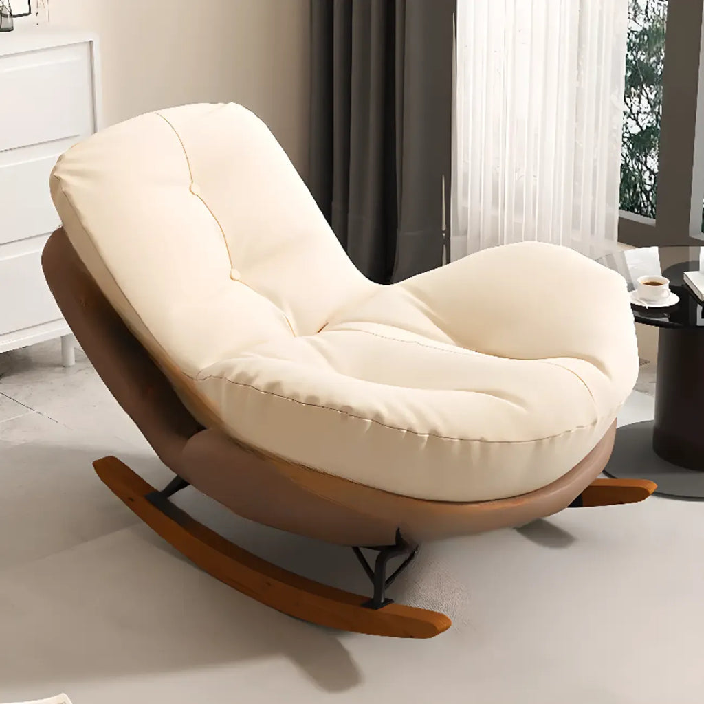 Σκανδιναβική πολυθρόνα λικνίσματος με ταπετσαρία και προαιρετικό υποπόδιο