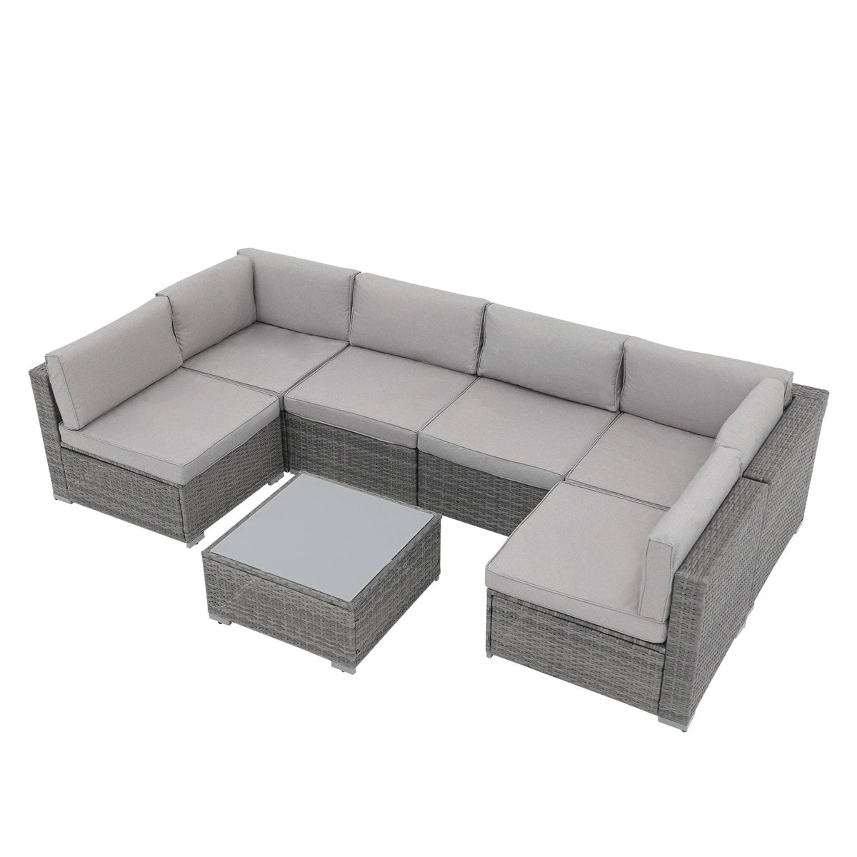 Wicker/ Steel 7-piece Outdoor Cushioned Sectional Sofa Set