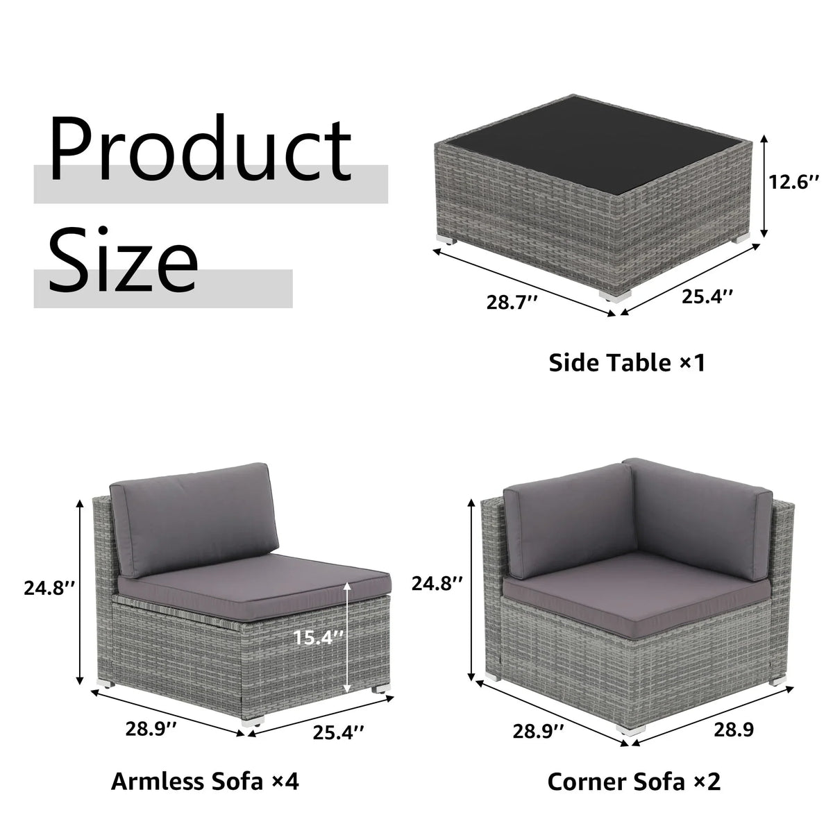 Wicker/ Steel 7-piece Outdoor Cushioned Sectional Sofa Set