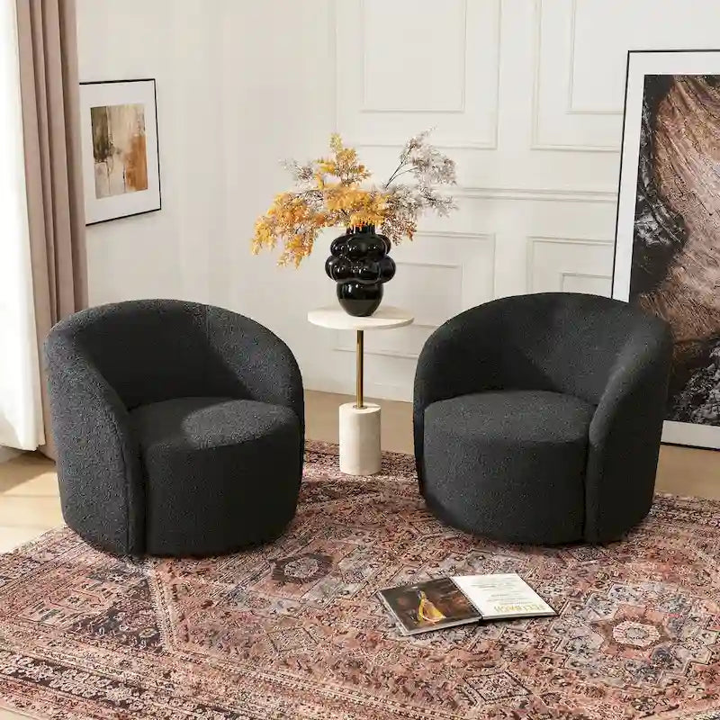 KINWELL Πολυθρόνα Barrel με περιστρεφόμενη βάση, 34" (Σετ των 2)