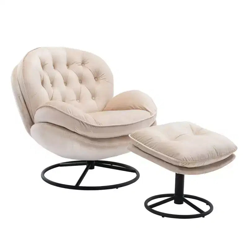 Πολυθρόνα Velvet Accent Okak με υποπόδιο, μοντέρνα πολυθρόνα σαλονιού χωρίς μπράτσα σε στυλ Mid-Century, μαλακή και άνετη πολυθρόνα για παρακολούθηση τηλεόρασης, gaming