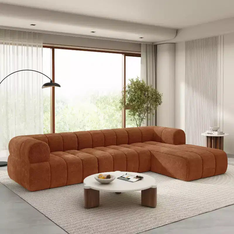 Μοντέρνος γωνιακός καναπές σε σχήμα L Christopher Knight Home Keri 122 με αφρό υψηλής πυκνότητας και χαμηλή πλάτη