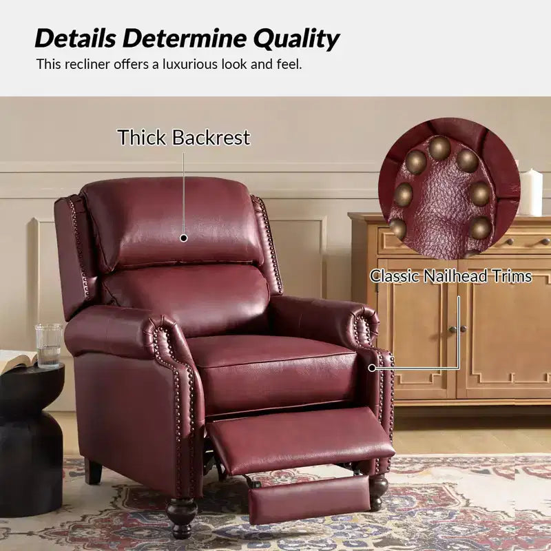 Σετ 2 Πολυθρόνων Elisabete Modern Wingback από Γνήσιο Δέρμα με Ανακλινόμενο Μηχανισμό και Διακοσμητικά Τρουκς για το Σαλόνι και την Κρεβατοκάμαρα| ART OF LIVING DESIGNS