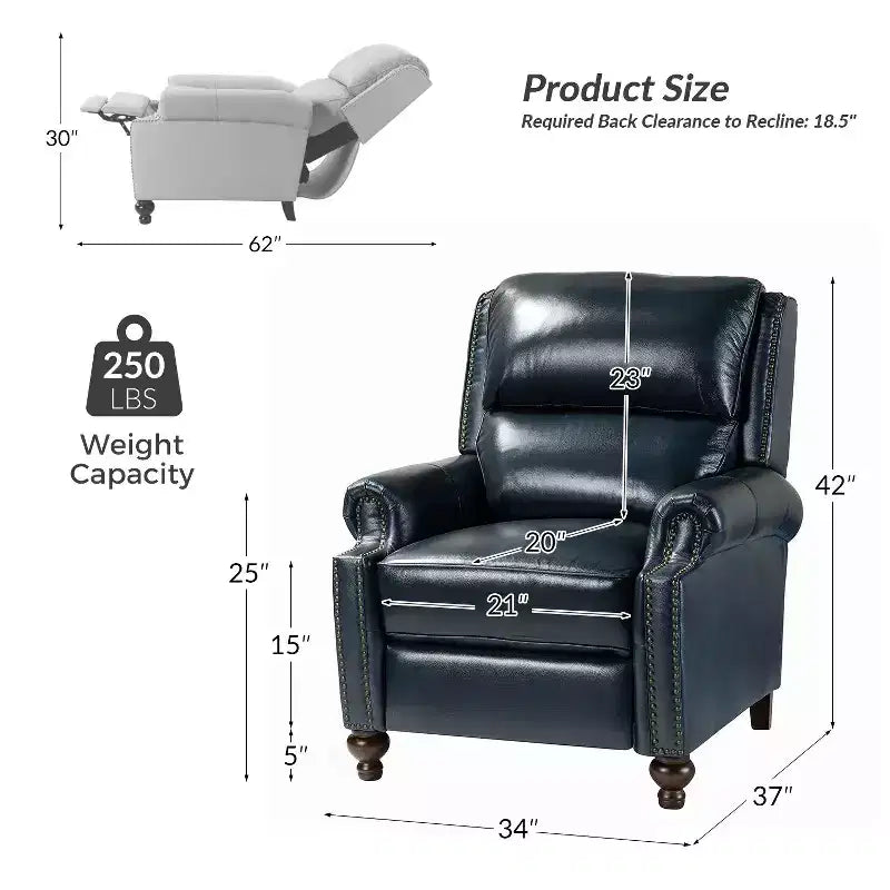 Σετ 2 Πολυθρόνων Elisabete Modern Wingback από Γνήσιο Δέρμα με Ανακλινόμενο Μηχανισμό και Διακοσμητικά Τρουκς για το Σαλόνι και την Κρεβατοκάμαρα| ART OF LIVING DESIGNS