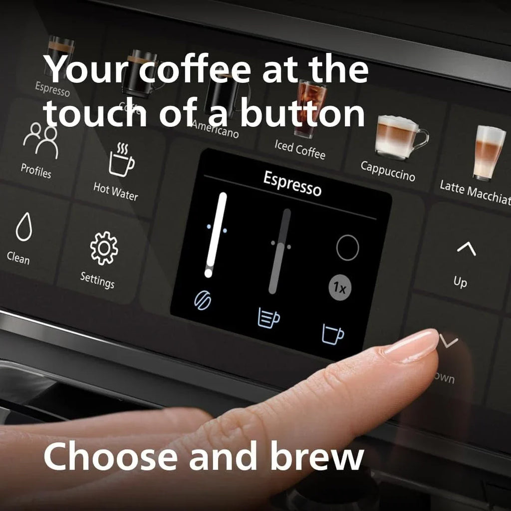 Premium Μηχανή Espresso, 12 Ζεστά/Κρύα Ροφήματα, Σύστημα LatteGo, Κεραμικός Μύλος, Μαύρο Χρώμιο