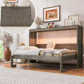 Επικλινές κρεβάτι (Murphy bed) μεγέθους Twin με φως LED, που αναδιπλώνεται σε ντουλάπι, κρυφό επιτοίχιο κρεβάτι για ξενώνα