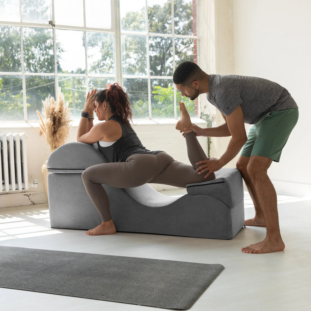 Avana Kami Μετατρέψιμη Σεζλόνγκ / Yoga & Μασάζ - Υποπόδιο 2-σε-1 με Κρυφή Αναδιπλούμενη Πολυθρόνα Yoga, Microvelvet - N/A