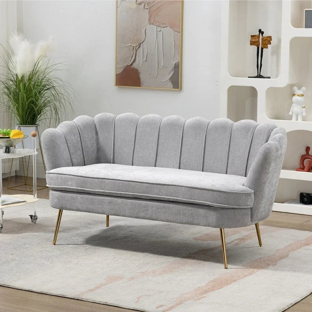 Small Mini Room Couch Two-Seater Sofa with Gold Metal Leg - 2 Seat