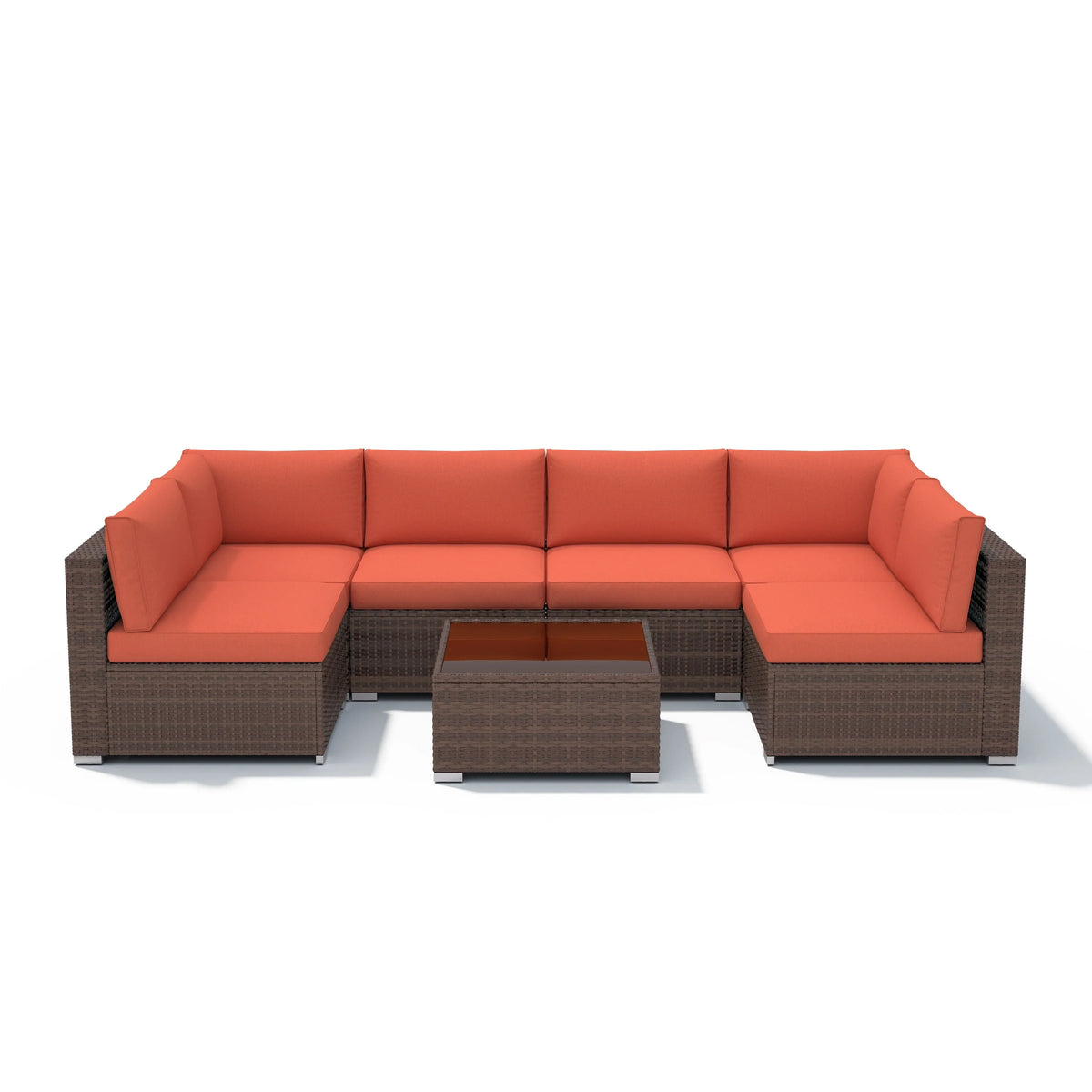 Wicker/ Steel 7-piece Outdoor Cushioned Sectional Sofa Set