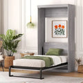 Επικλινές κρεβάτι (Murphy bed) μεγέθους μονό, που αναδιπλώνεται σε ντουλάπι, Γκρι