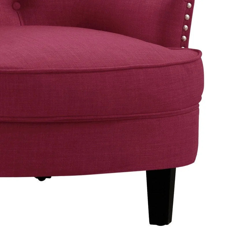 Moser Bay Mignon Velvet / Linen 30 Wide Tufted Wingback Accent Chair