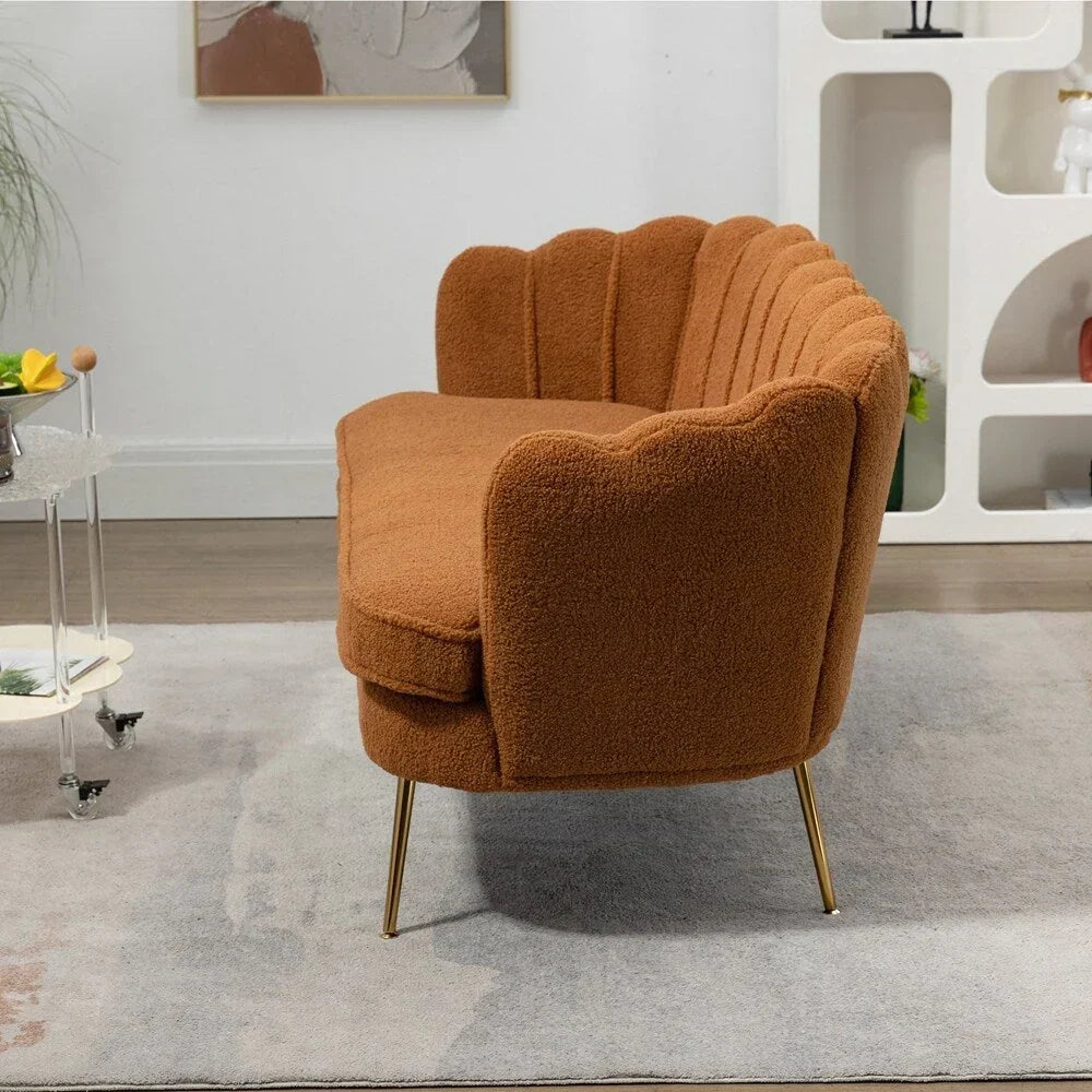 Small Mini Room Couch Two-Seater Sofa with Gold Metal Leg - 2 Seat