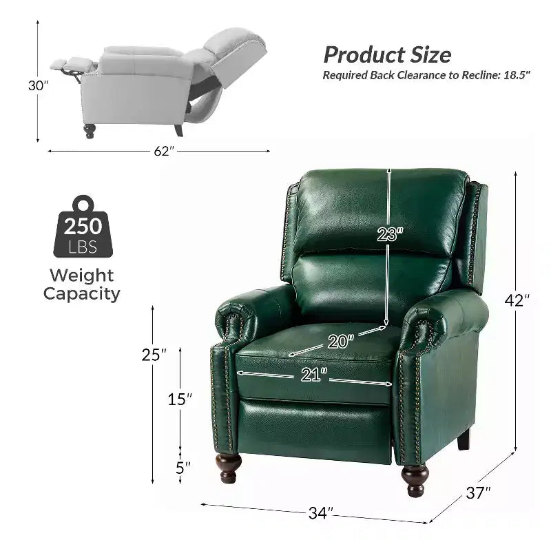 Σετ 2 Πολυθρόνων Elisabete Modern Wingback από Γνήσιο Δέρμα με Ανακλινόμενο Μηχανισμό και Διακοσμητικά Τρουκς για το Σαλόνι και την Κρεβατοκάμαρα| ART OF LIVING DESIGNS
