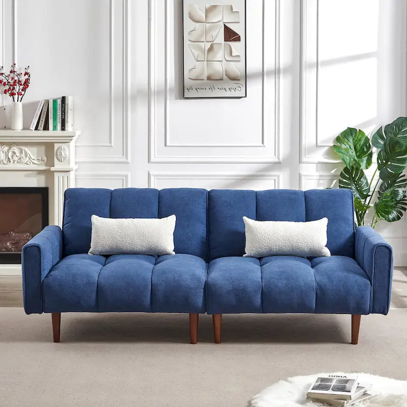 Μετατρεπόμενος καναπές-κρεβάτι futon με ρυθμιζόμενες θέσεις και ξύλινα πόδια