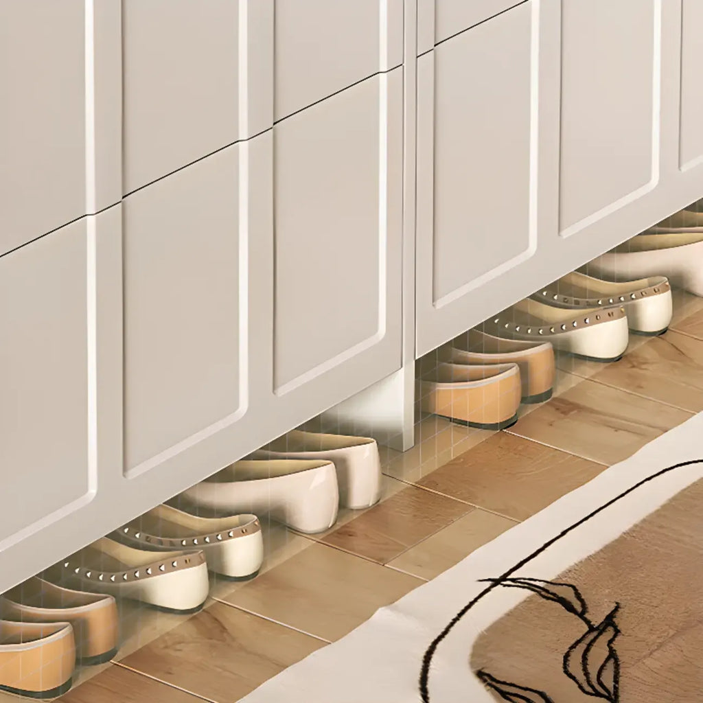 Slim Drop Front 3-Tier White Wood Shoe Storage Cabinet