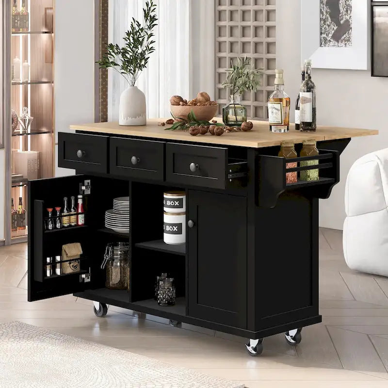 Portable Rolling Kitchen Island Cart with Storage