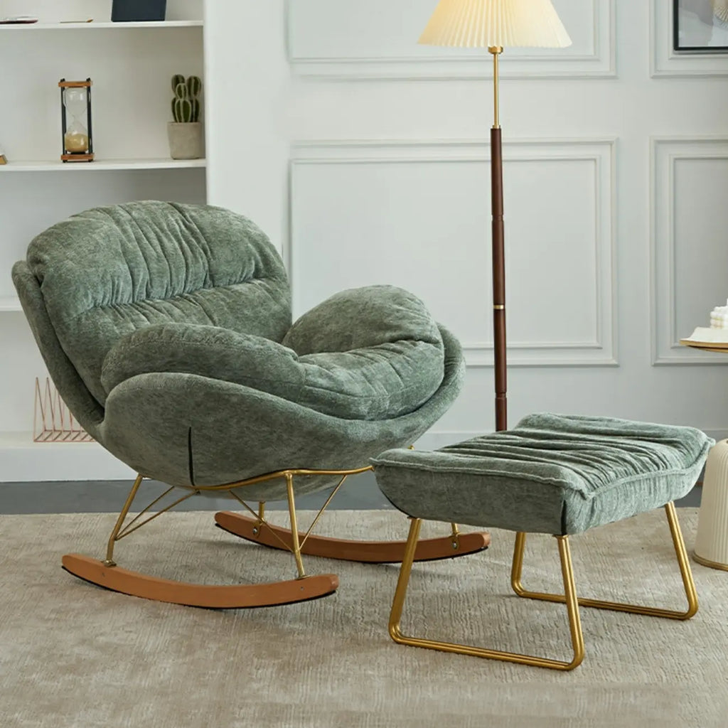 Modern Velvet Ergonomic Upholstered Rocking Chair for Nursery