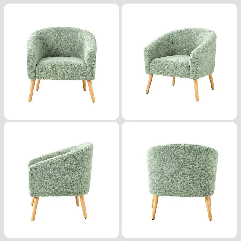 Πολυθρόνα Sheila Modern 30 W από μπουκλέ ύφασμα με πόδια από μασίφ ξύλο, σετ των 2 από την HULALA HOME