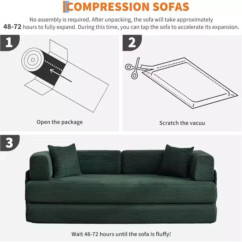 Πολυμορφικός καναπές-κρεβάτι 5 σε 1, αρθρωτός καναπές-κρεβάτι 78,8 ιντσών από κοτλέ ύφασμα με στιβαρό σκελετό, πολυλειτουργικός καναπές futon για μικρούς χώρους, σαλόνι και ξενώνα