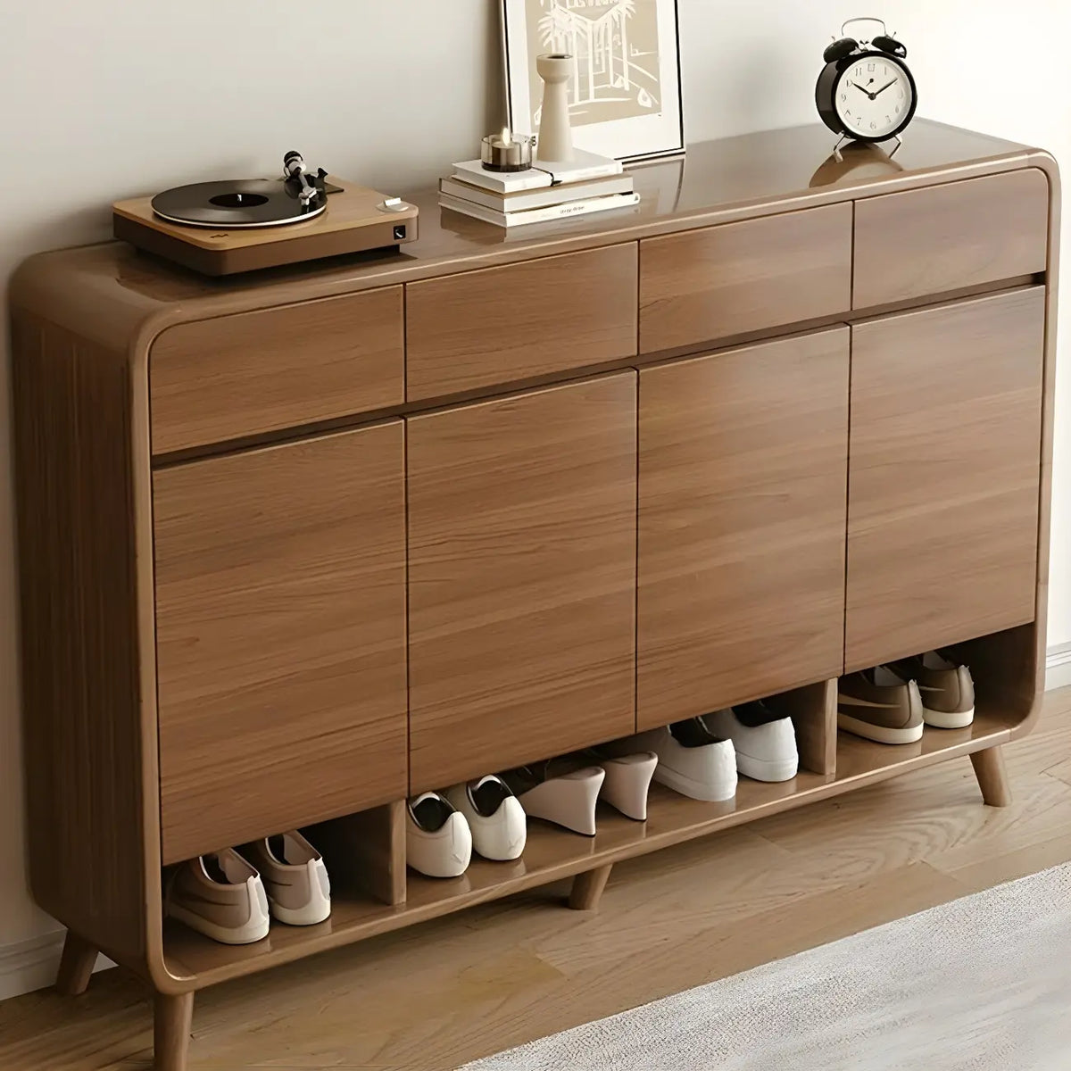 Modern Wood Hallway Medium Shoe Storage Cabinet