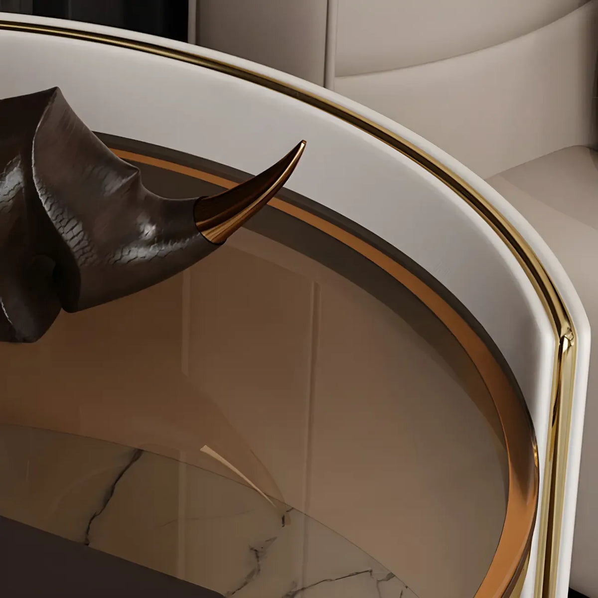 Luxury Glass Top Nightstand with Drawer Storage and Open Cubby