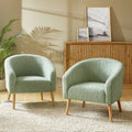 Πολυθρόνα Sheila Modern 30 W από μπουκλέ ύφασμα με πόδια από μασίφ ξύλο, σετ των 2 από την HULALA HOME