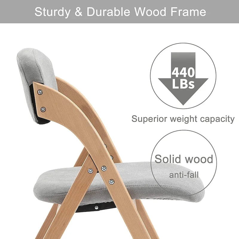 Wooden Stackable Dining Folding Chairs with Padded Seats(Set of 4)