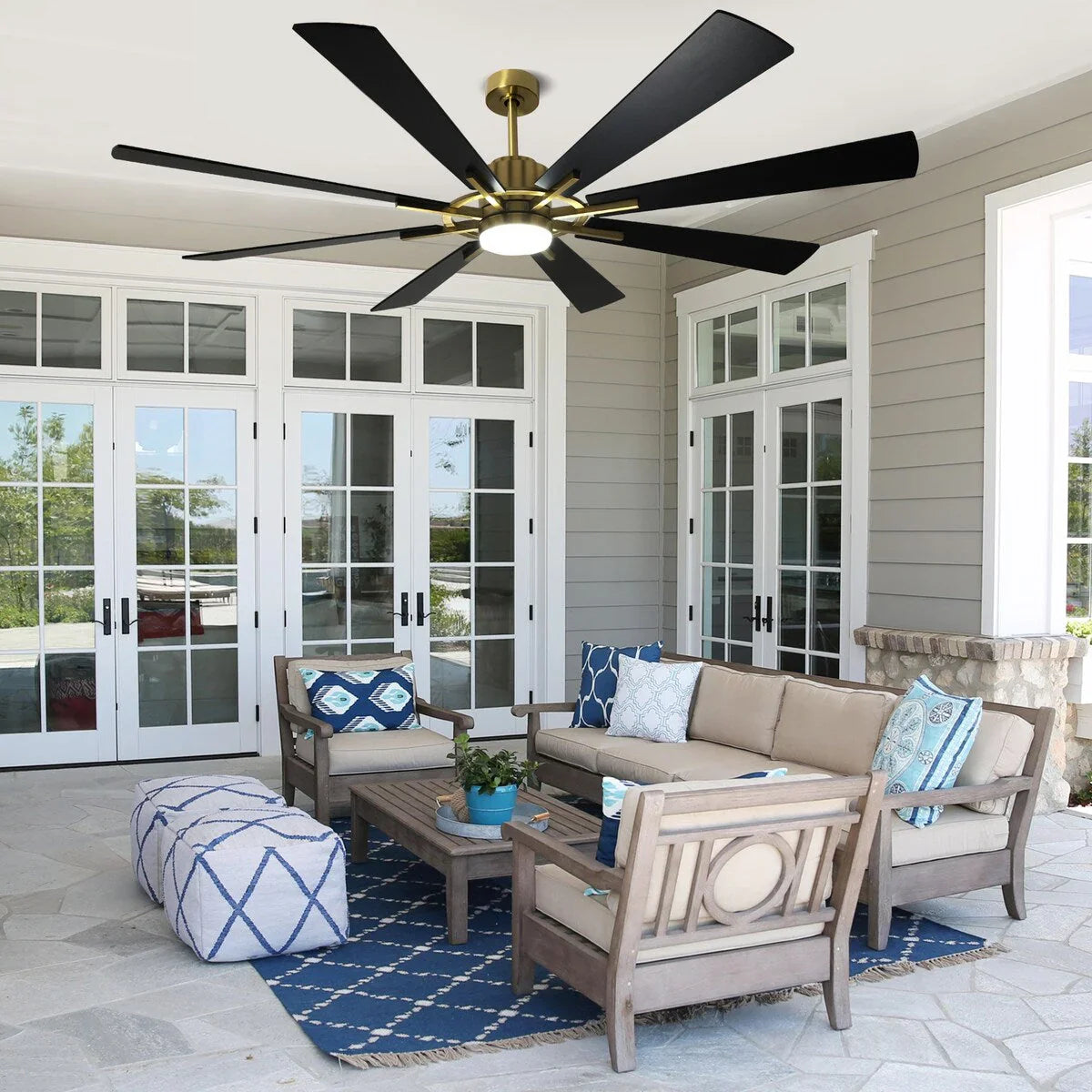 Remote Ceiling fan with Lights Large 8 Wooden Blades