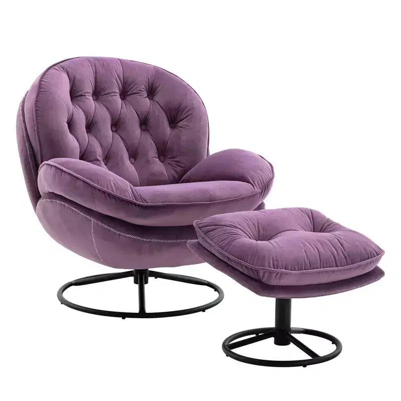 Πολυθρόνα Velvet Accent Okak με υποπόδιο, μοντέρνα πολυθρόνα σαλονιού χωρίς μπράτσα σε στυλ Mid-Century, μαλακή και άνετη πολυθρόνα για παρακολούθηση τηλεόρασης, gaming
