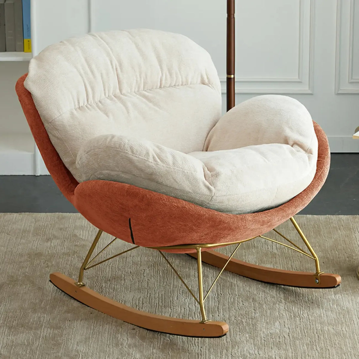 Modern Velvet Ergonomic Upholstered Rocking Chair for Nursery
