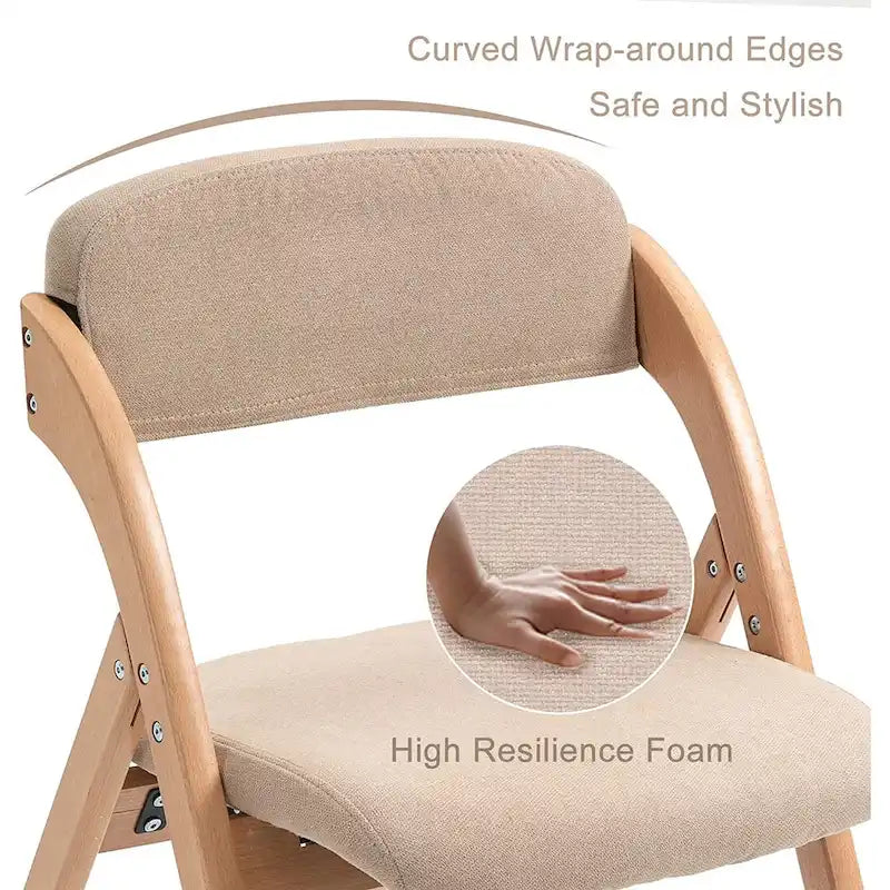 Wooden Stackable Dining Folding Chairs with Padded Seats(Set of 4)